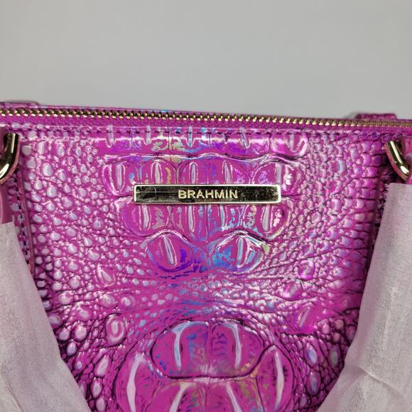 BRAHMIN Small Caroline Azalea Mini Melbourne Genuine Leather Hologram NWT - Picture 4 of 16